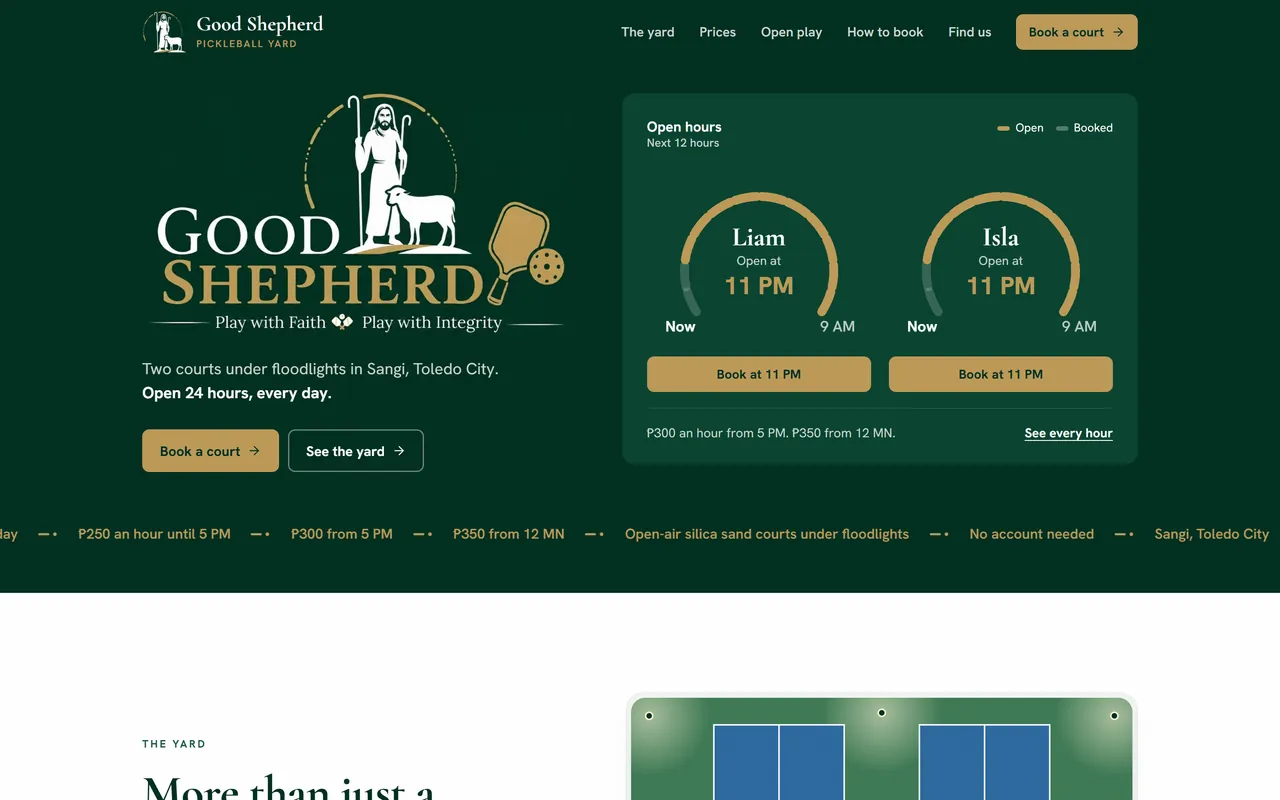 Good Shepherd Pickleball Yard on a computer